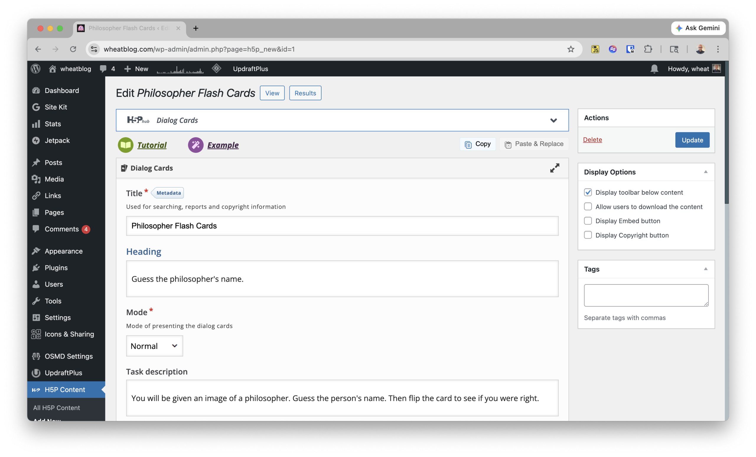 H5P WordPress Plugin – wheatblog
