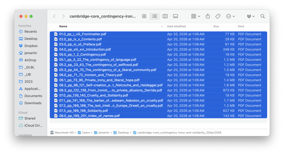 The same file listing as before, showing all the files selected. 